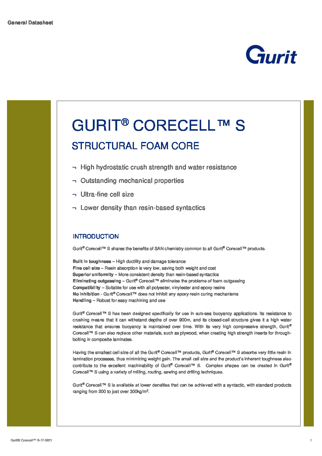Gurit Corecell S Datasheet
