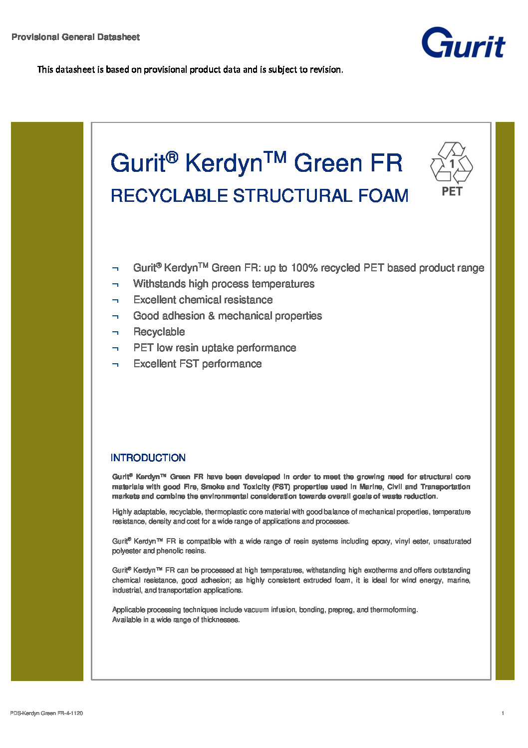 Gurit Kerdyn Green FR Datasheet