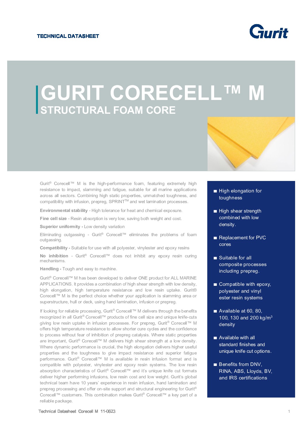 Gurit Corecell M Datasheet